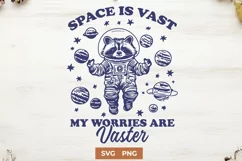 Space is Vast Raccoon Astronaut SVG PNG Trendy Retro Design Product Image 1