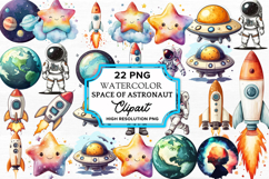 Space of Astronaut Watercolor Clipart PNG Product Image 1
