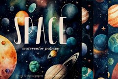 12 Watercolor Space Backgrounds - JPG Wallpapers Product Image 1