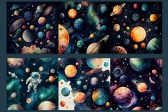 12 Watercolor Space Backgrounds - JPG Wallpapers Product Image 3