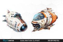 Watercolor Spaceship Graphic Clipart Product Image 1