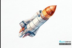 Spaceship Watercolor PNG Clipart Product Image 1