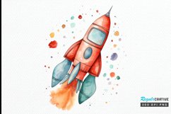 Spaceship Watercolor PNG Clipart Product Image 1