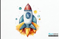 Spaceship Watercolor PNG Clipart Product Image 1