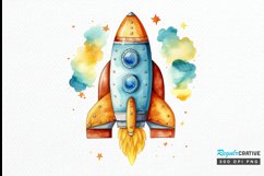 Spaceship Watercolor PNG Clipart Product Image 1