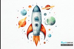 Spaceship Watercolor PNG Clipart Product Image 1