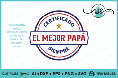 Spanish Certificado el Mejor Papa Siempre SVG &amp; Printable Product Image 2