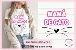 Spanish Sublimation Design Mama De Gato Gatos PNG Spanish espanol cat design for moms mums mamas