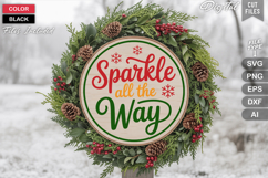 Sparkle All The Way SVG | Christmas Round Sign SVG | Xmas Product Image 1