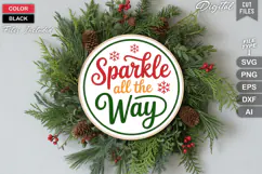 Sparkle All The Way SVG | Christmas Round Sign SVG | Xmas Product Image 2