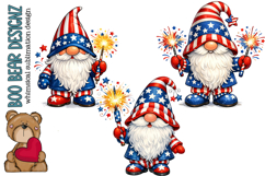 Sparkler Gnome Clipart, Patriotic Gnomes Product Image 1