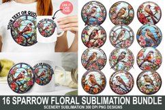 Sparrow Floral Sublimation Bundle| Stained Glass Mug Design Product Image 1