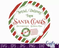 Santa's Special Delivery Christmas Round Sign Svg Product Image 2