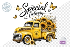 Special Delivery Sunflower Market Truck PNG Design File Product Image 1