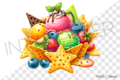 Star shaped cracker and berry nacho ice cream PNG clipart Product Image 1