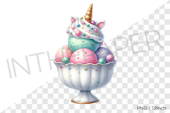Unicorn horn decorated dippin dots sundae ice cream PNG art Product Image 1