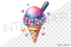 Waffle cone topped pastel dippin dots ice cream PNG clipart Product Image 1