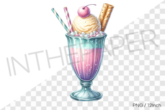 Wafer &amp; cherry topped dippin dots shake PNG clipart dessert Product Image 1