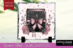 Spell Book Cute Slate PNG Pink Halloween Square Slate Product Image 1