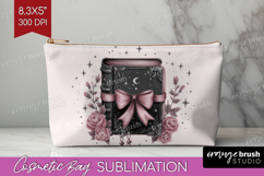 Spell Book Cute Cosmetic Bag Pink Halloween Makeup Bag PNG Product Image 1