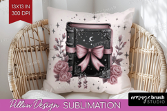 Spell Book Cute Pillow Sublimation Pink Halloween Pillow PNG Product Image 1