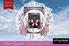 Spell Book Cute Wind Spinner Sublimation PNG Pink Halloween Product Image 1