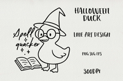 Line Art Cute Halloween Duck | EPS, SVG, PNG Product Image 1