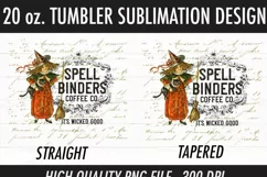 20 oz Skinny Tumbler Sublimation | Spell Binder Coffee Witch Product Image 3