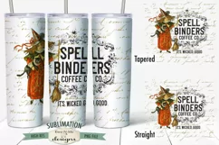 20 oz Skinny Tumbler Sublimation | Spell Binder Coffee Witch Product Image 1