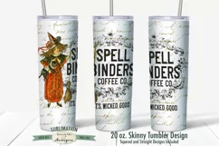 20 oz Skinny Tumbler Sublimation | Spell Binder Coffee Witch Product Image 2