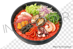 Spicy Cold Raw Fish Soup PNG Watercolor Clipart korean food Product Image 1
