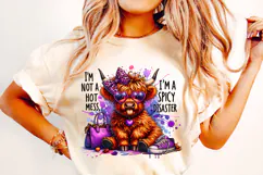 I'm Not A Hot Mess I'm A Spicy Disaster PNG, Funny Cow PNG Product Image 2