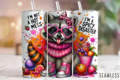 I'm Not A Hot Mess I'm A Spicy Disaster, Raccoon Tumbler PNG Product Image 1