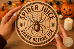 Spider Juice Shake Before Use SVG, Potion Label Round Sign Product Image 1
