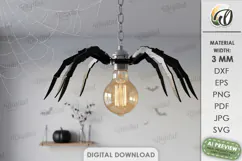 Spider Lampshade Laser Cut. Halloween Pendant Lamp SVG Product Image 1