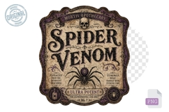 Spider Venom Vintage Gothic Apothecary Halloween PNG Design Product Image 1