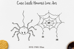 Spider and Spider Web SVG, Cute Halloween Line Art Clipart Product Image 1