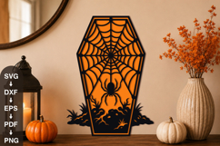 Spider Web Coffin Halloween SVG Design Product Image 1