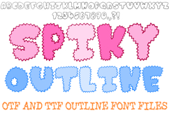 Spiky Outline Alphabet Lettering Font Punk Prickly ABC OTF TTF by Squeeb Creative