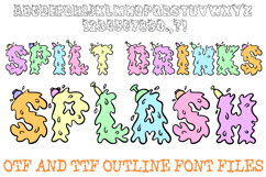 Spilt Drinks Splash Font Liquid Lettering ABC OTF Hand Drawn by Squeeb Creative