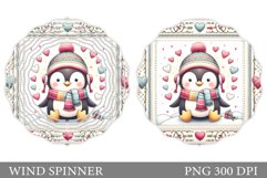 Cute Penguin Wind Spinner. Valentines Wind Spinner Design Product Image 1