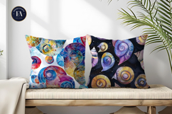Spiral Snail Shells with Geometric Abstract Digital Papers Product Image 2