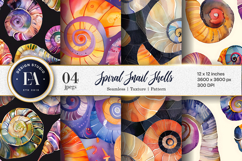 Spiral Snail Shells with Geometric Abstract Digital Papers Product Image 1