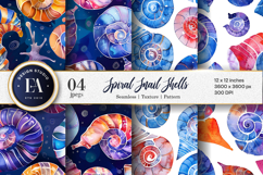 Spiral Snail Shells with Geometric Abstract Digital Papers Product Image 1