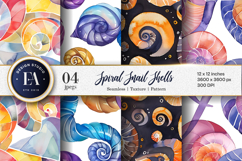 Spiral Snail Shells with Geometric Abstract Digital Papers Product Image 1
