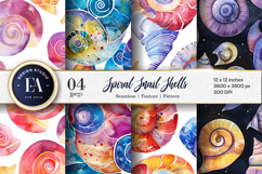 Spiral Snail Shells with Geometric Abstract Digital Papers Product Image 1