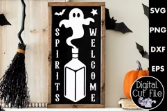 Adult Halloween Sign Funny Svg, Spirits Welcome Product Image 1