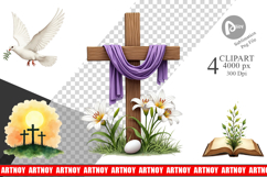 Easter Lilies Crosses Clipart Product Image 1