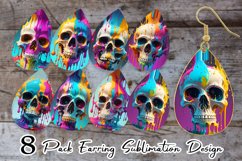 3D Skull Splash art Earring teardrop sublimation design Product Image 1