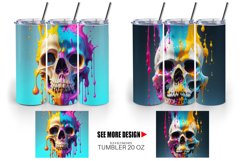 3D Skull Splash art | Tumbler Sublimation Wrap Product Image 2